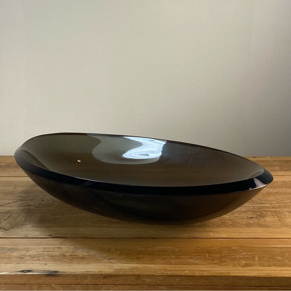Vintage Thick Smoke Grey Gray Lucite Acrylic Plexiglass Bowl Dish Polished Edge - Picture 4 of 13